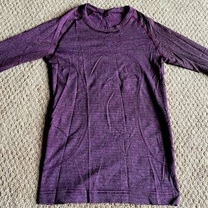 Lululemon swiftly tech top shirt size 4 heathered plum purple burgundy
